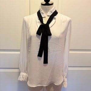 NWT New York & Company White 🐱 Bow Blouse | Size S